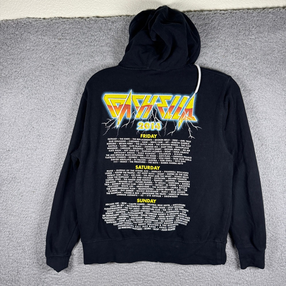 Coachella 2014 Music Festival Black Zip Up Hoodie Small Lineup Graphic Outkast